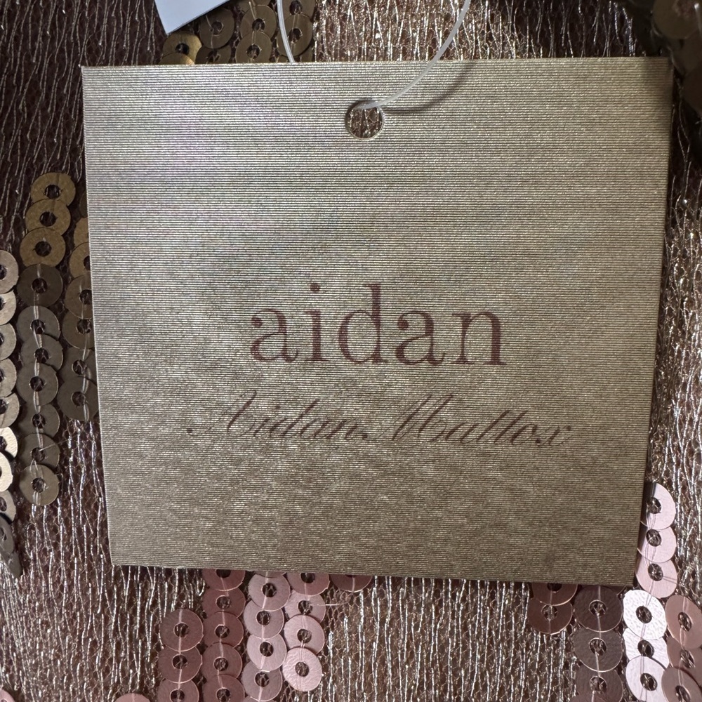AIDEN MATTOX Rose Gold Chevron Sequin Shift Dress | Cruise Cocktail Glam Party - Picture 6 of 13